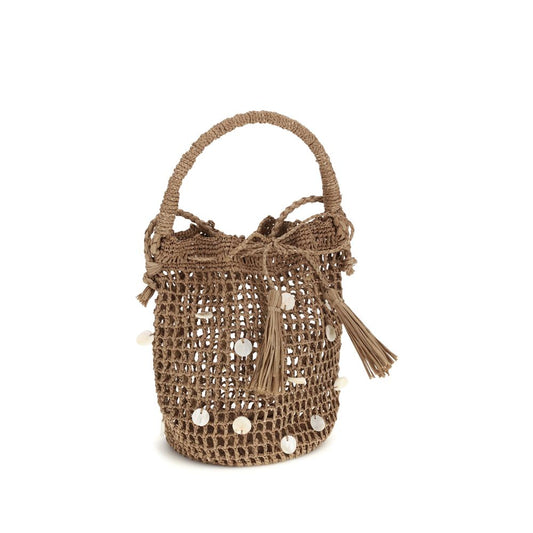 Alanui Brown Raffia Backet Bag
