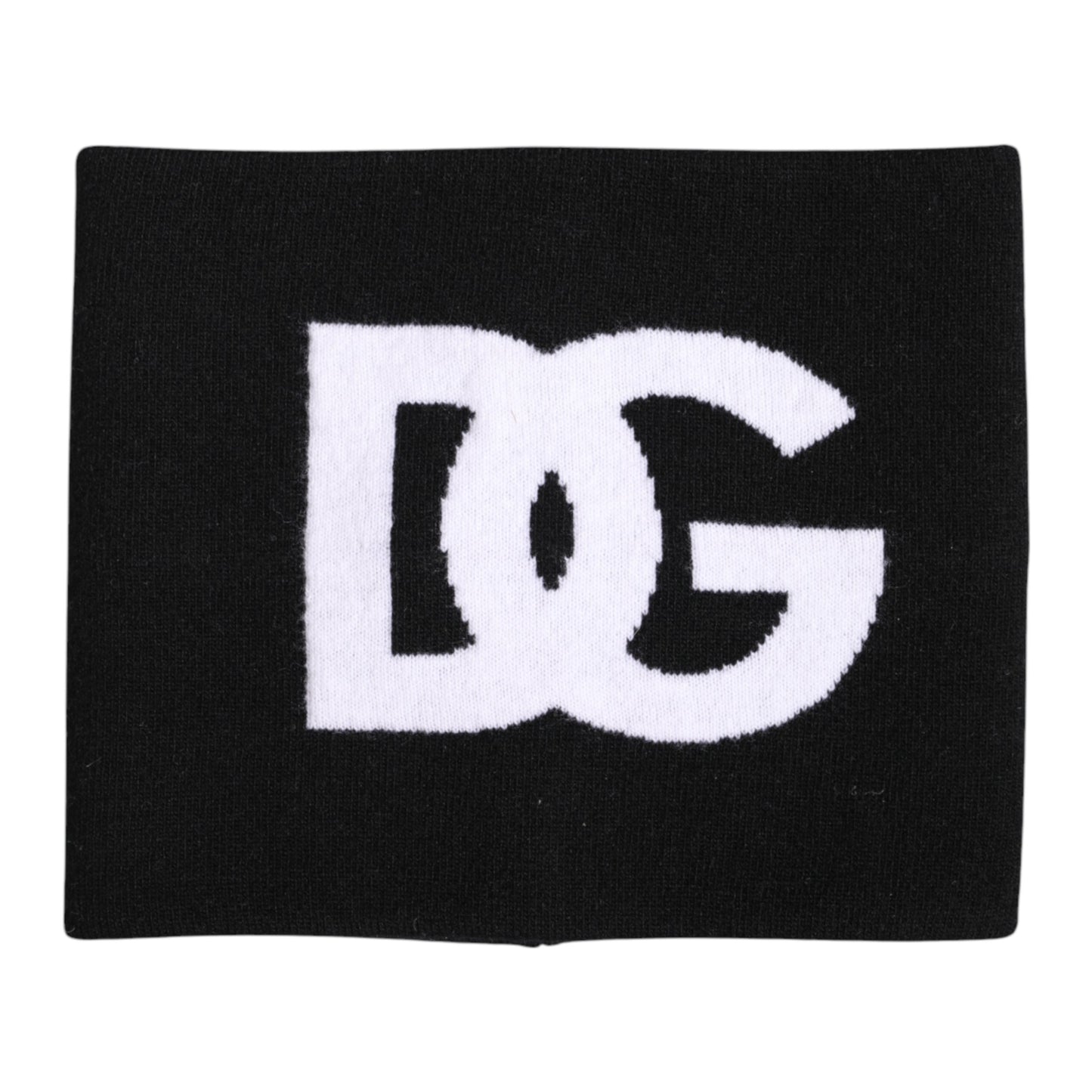 Dolce & Gabbana Black White Logo Print Knitted Neck Warmer Scarf