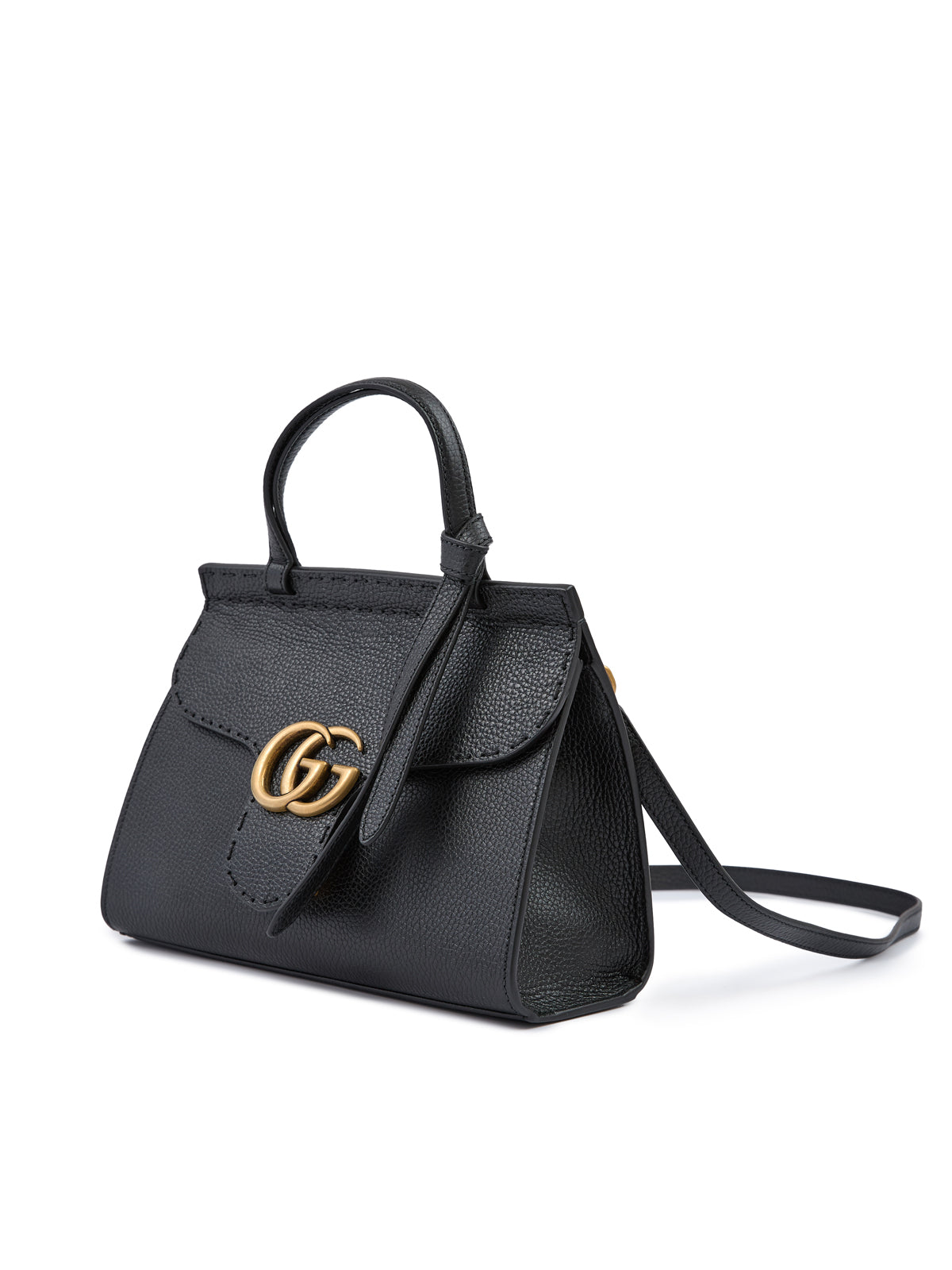 Gucci-Black Leather GG Marmont Handbag