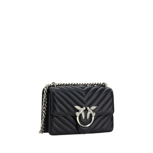 PINKO Black Calf Leather Bos Taurus Shoulder Bag