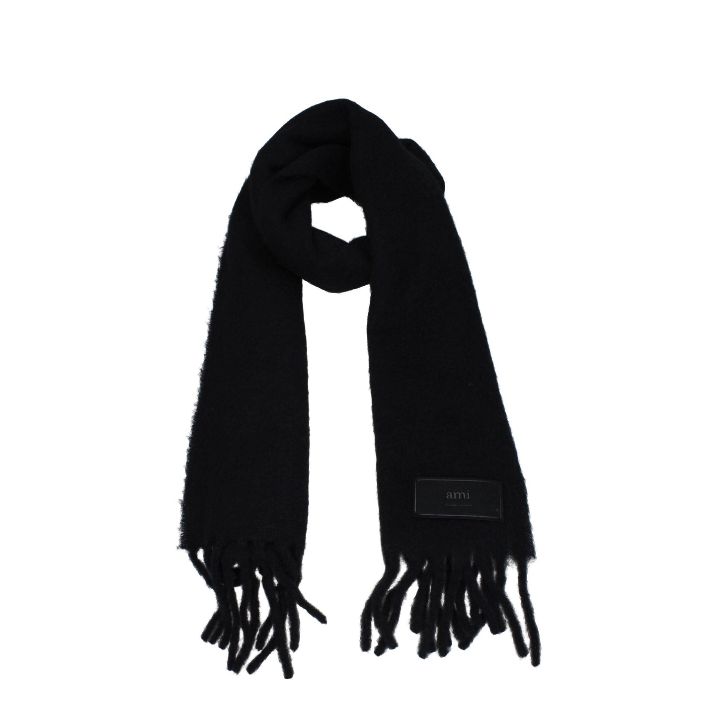 Ami Paris Black Leather Scarf