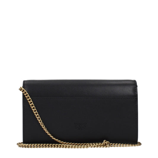 PINKO Black Leather Clutch Bag