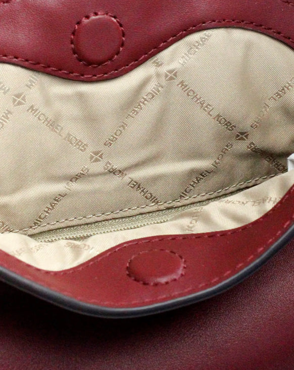 Michael Kors Gabby Dark Cherry Foldover Hobo Crossbody Bag
