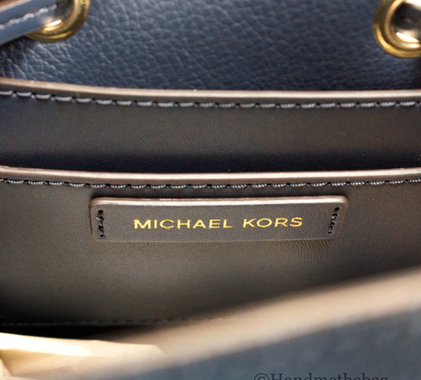 Michael Kors Mercer Small Navy Leather Bucket Crossbody Bag