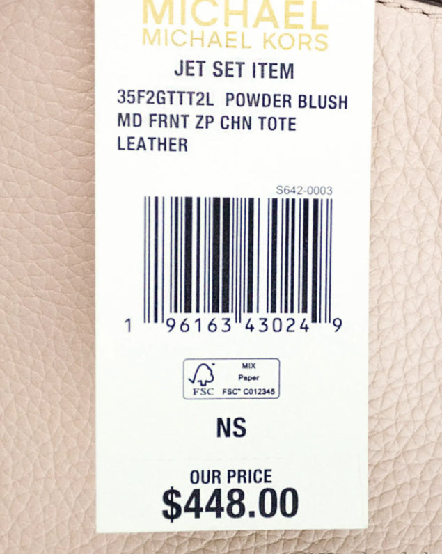 Michael Kors Jet Set Medium Powder Blush Zip Chain Tote