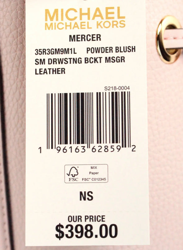 Michael Kors Mercer Small Pink Leather Bucket Crossbody Bag