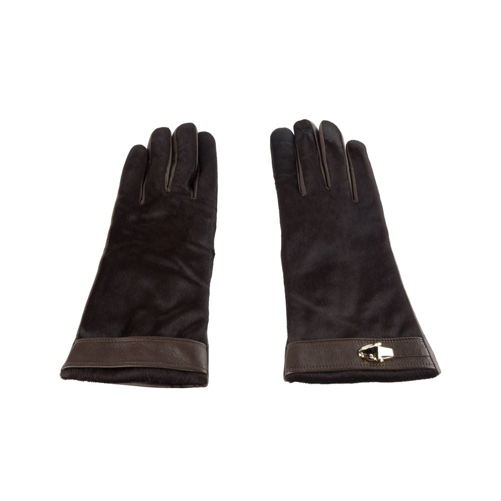 Cavalli Class Brown Cowhide Women Glove