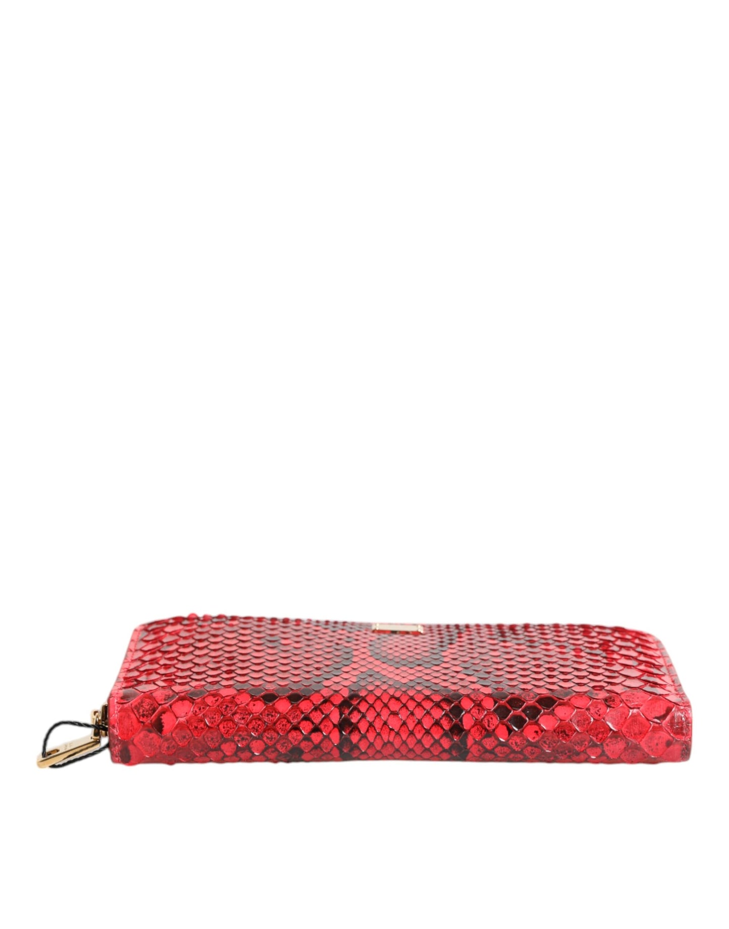 Dolce & Gabbana Red Exotic Leather Zip Around Continental Clutch Wallet