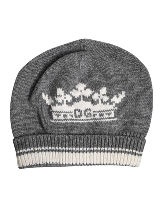 Dolce & Gabbana Gray Cashmere Knitted Winter Beanie Hat