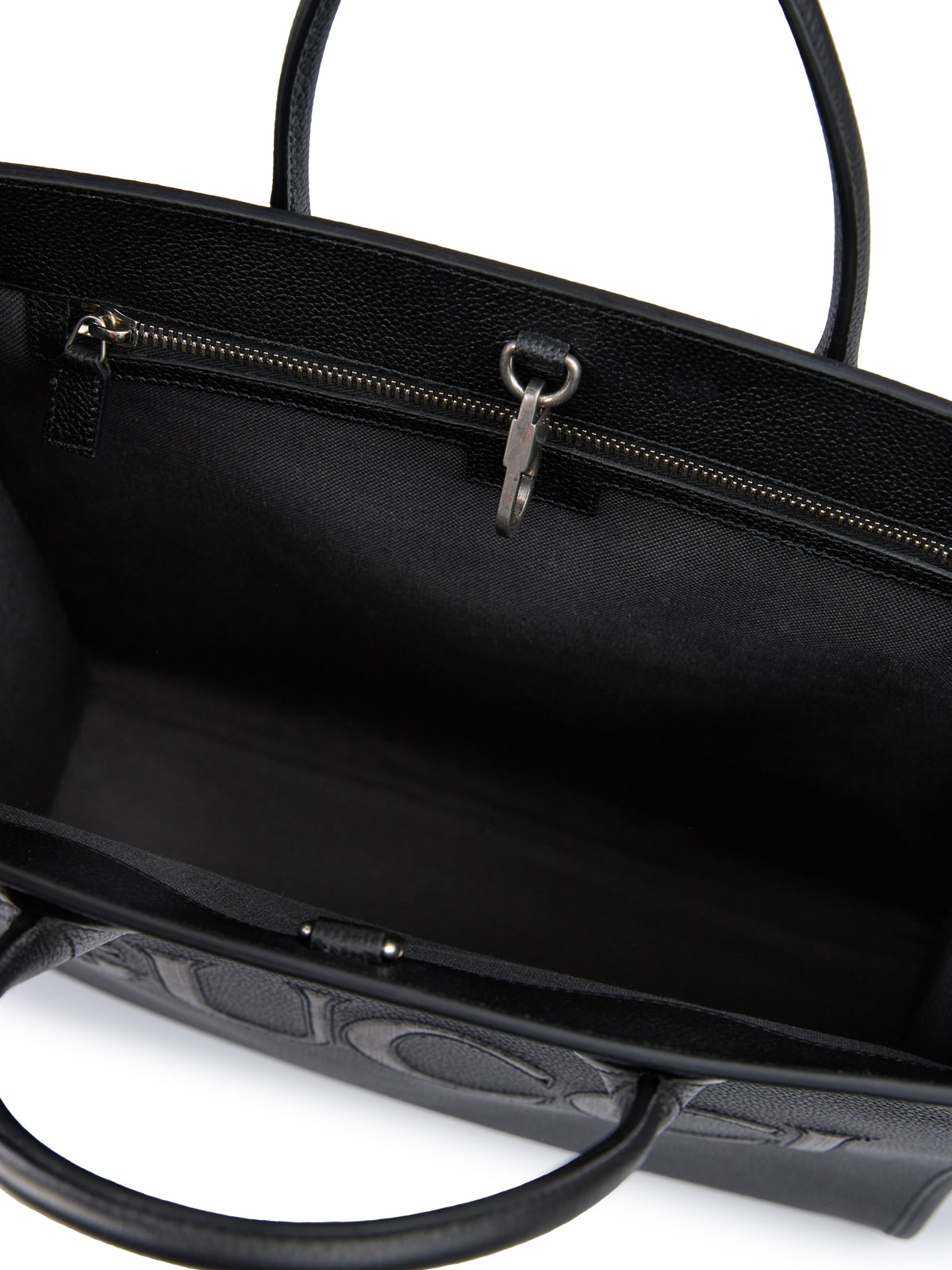 Gucci-Black Leather Logo Medium Tote Bag