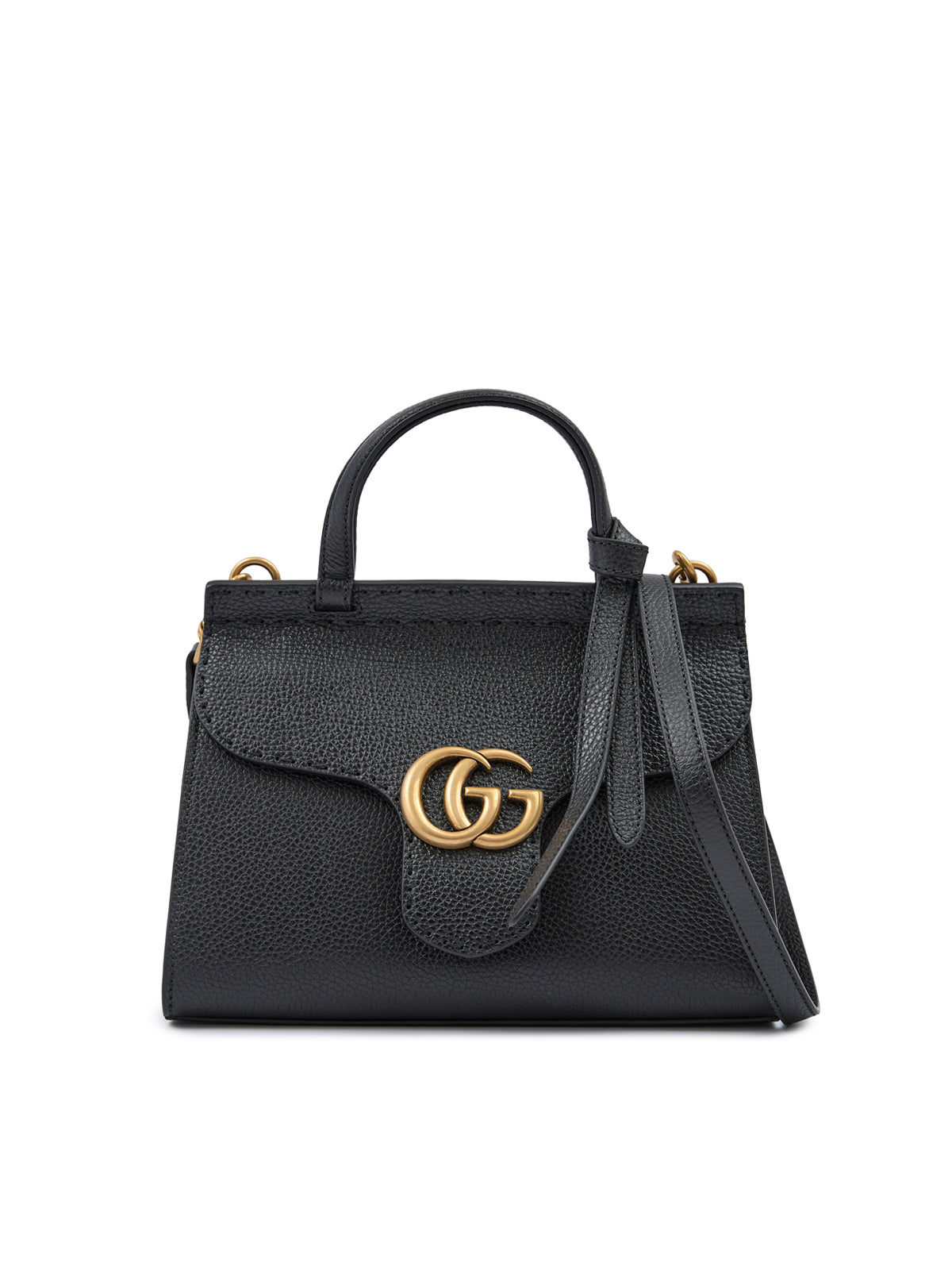 Gucci-Black Leather GG Marmont Handbag