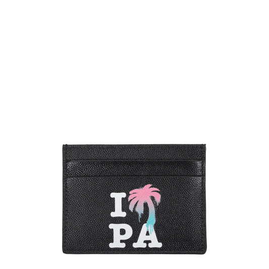 Palm Angels Black Leather Cardholder