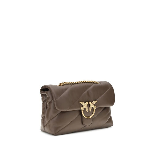 PINKO Brown Calf Leather Bos Taurus Shoulder Bag