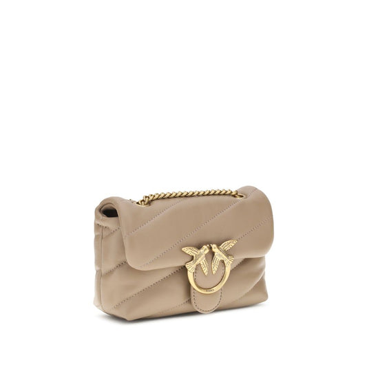 PINKO Beige Calf Leather Bos Taurus Shoulder Bag