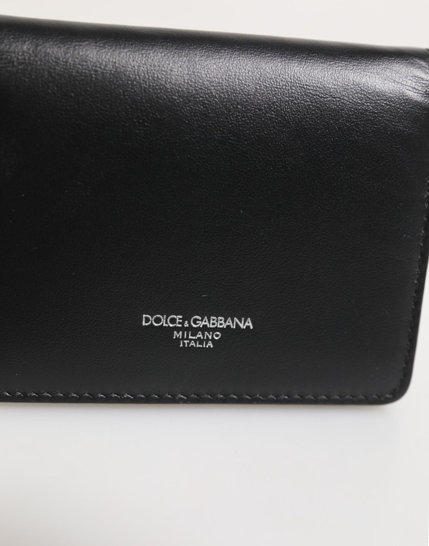 Dolce & Gabbana Black Leather DG Logo Bifold Card Holder Men Borse Wallet