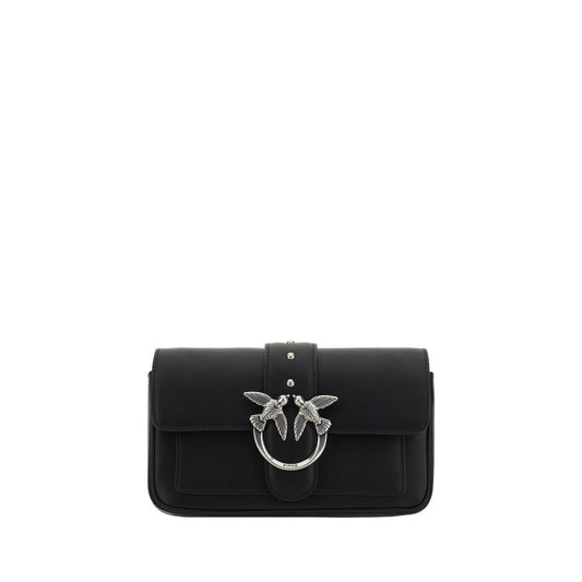 PINKO Black Calf Leather Bos Taurus Shoulder Bag