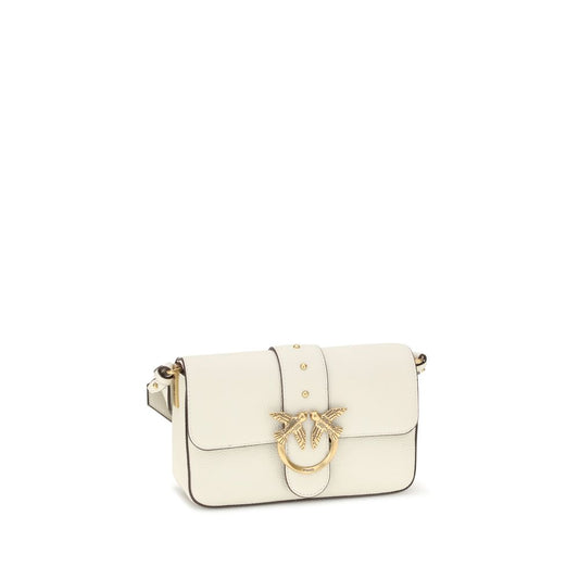 PINKO White Calf Leather Bos Taurus Shoulder Bag