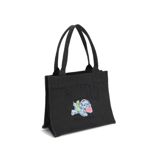 Ganni Black Cotton Shoulder Bag
