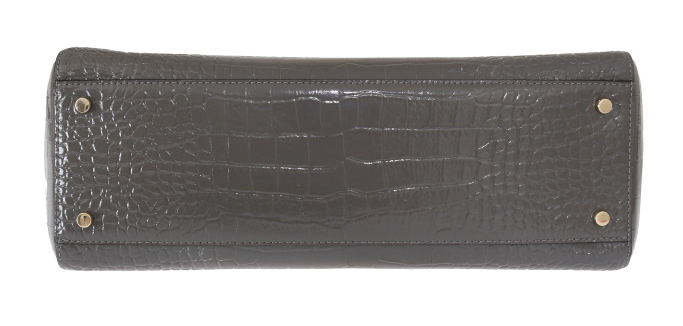 Kate Spade Grey Croc Embossed Leather Elissa Bristol Drive Tote Handbag Bag