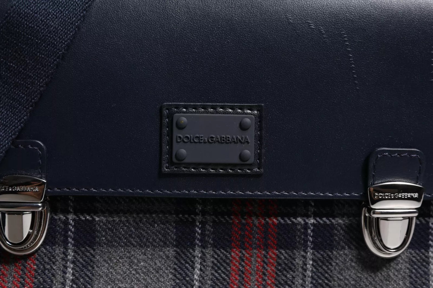 Dolce and Gabbana Multicolor Plaid Wool Calfskin Tartan Satchel Bag