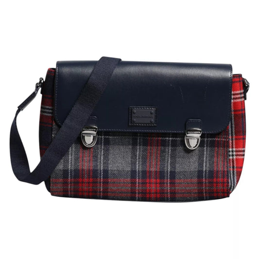 Dolce and Gabbana Multicolor Plaid Wool Calfskin Tartan Satchel Bag