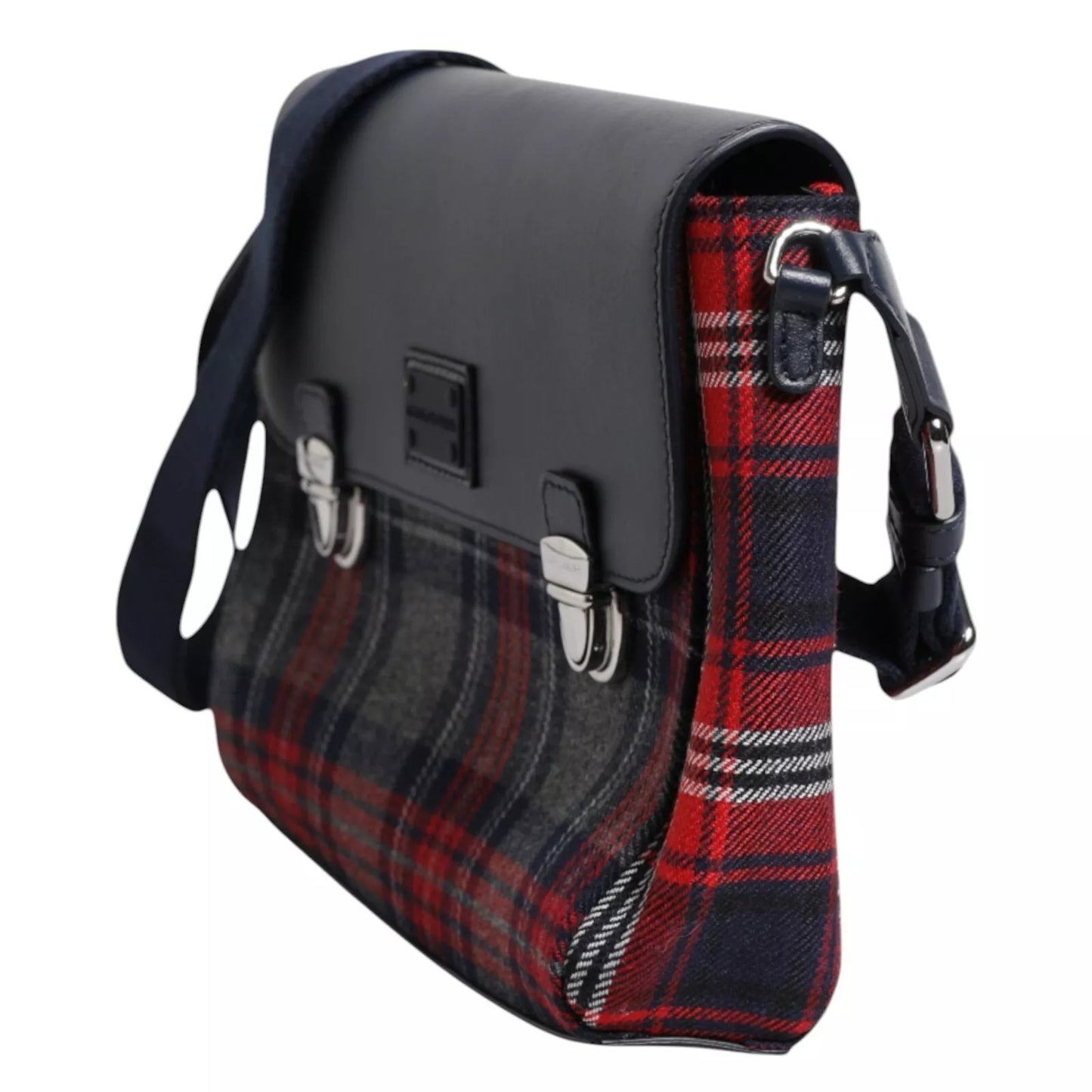 Dolce and Gabbana Multicolor Plaid Wool Calfskin Tartan Satchel Bag