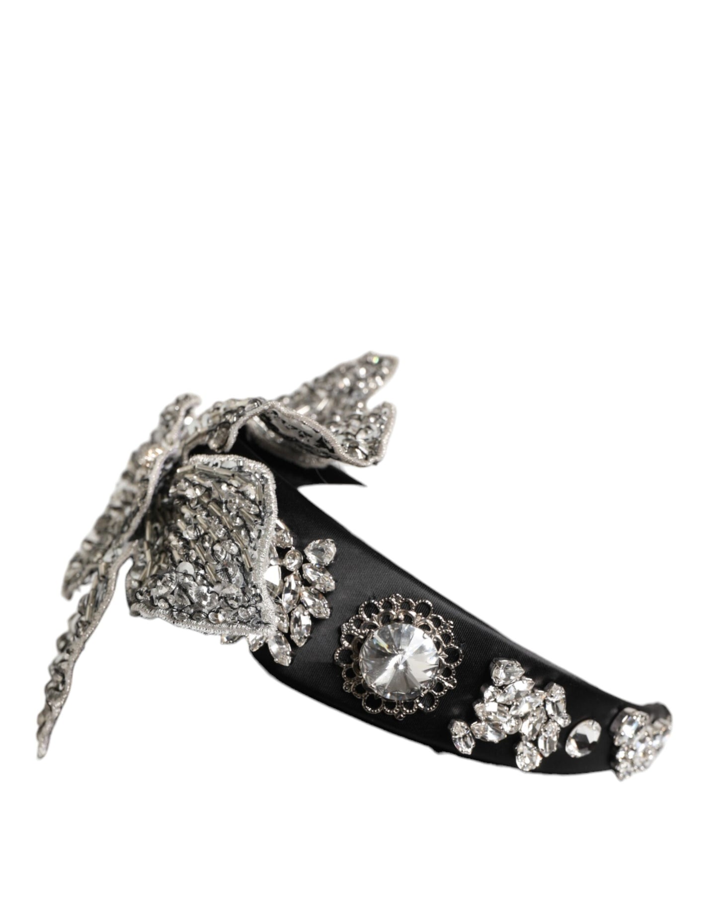 Dolce & Gabbana Black Hair Flower Crystal LIMONI Women Headband Diadem