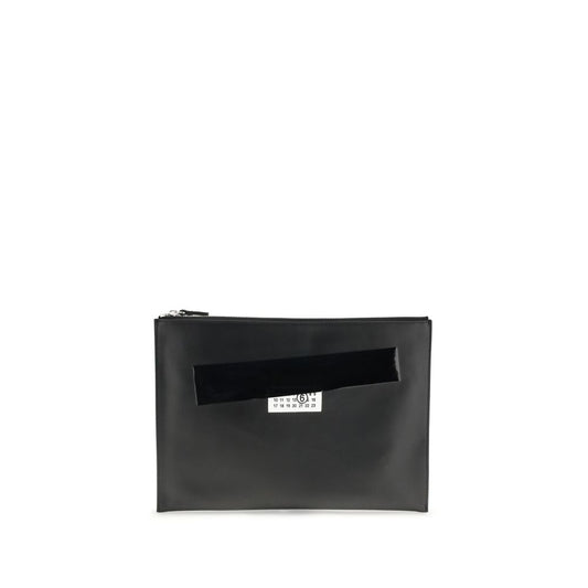 MM6 Black Calf Leather Bos Taurus Clutch Bag