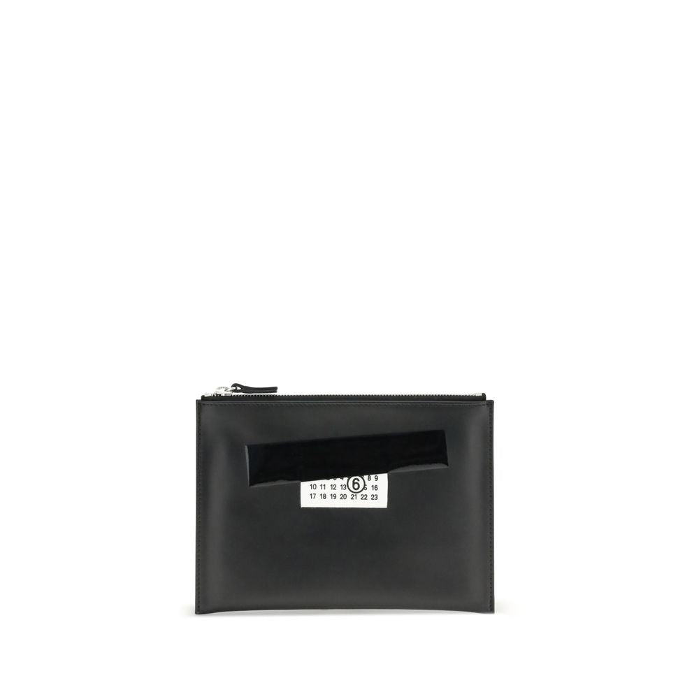 MM6 Black Calf Leather Bos Taurus Clutch Bag