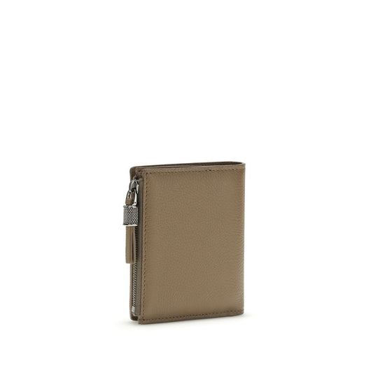 Brunello Cucinelli Beige Calf Leather Bos Taurus Wallet