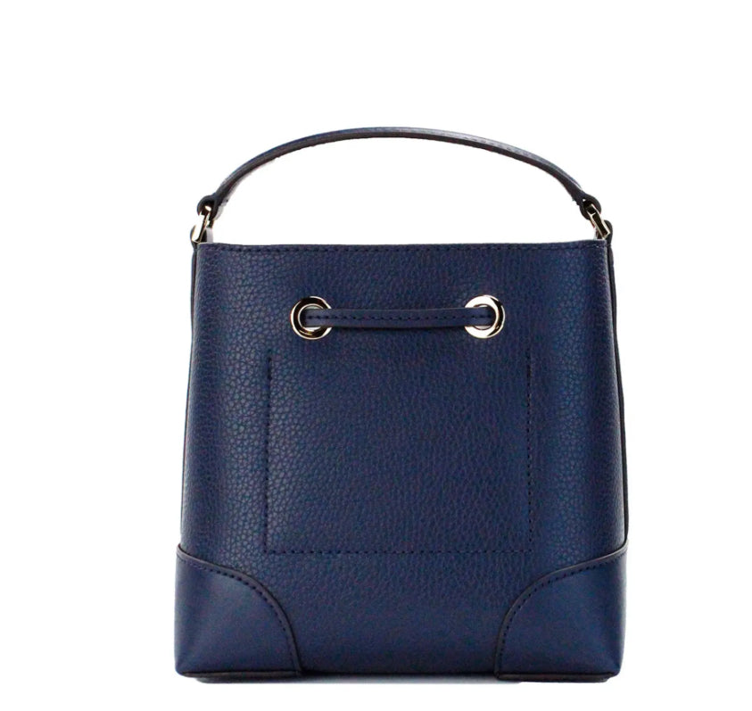Michael Kors Mercer Small Navy Leather Bucket Crossbody Bag
