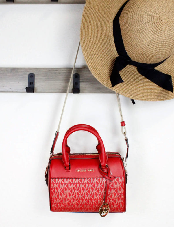 Michael Kors Travel XS Bright Red PVC Duffle Crossbody Bag