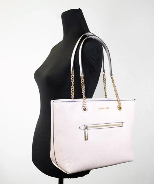 Michael Kors Jet Set Medium Powder Blush Zip Chain Tote