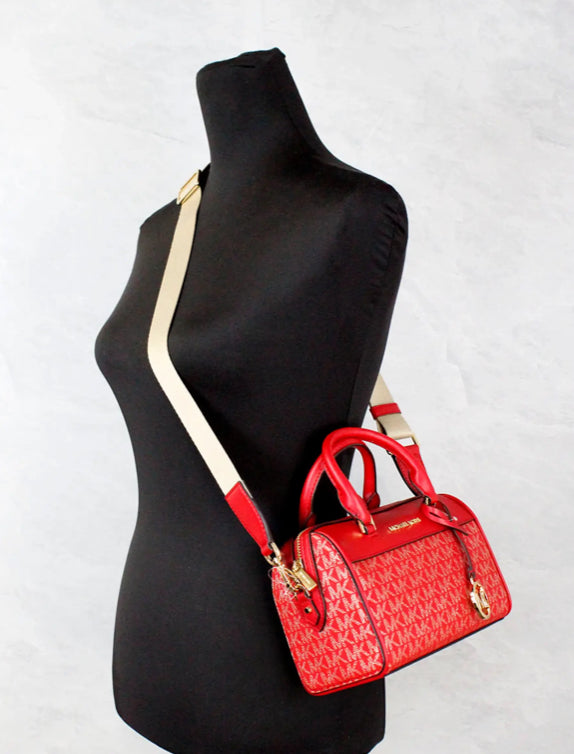 Michael Kors Travel XS Bright Red PVC Duffle Crossbody Bag