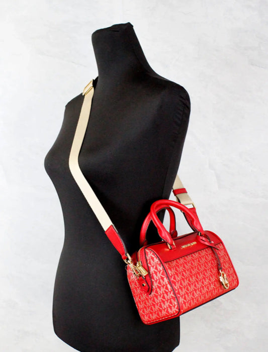 Michael Kors Travel XS Bright Red PVC Duffle Crossbody Bag