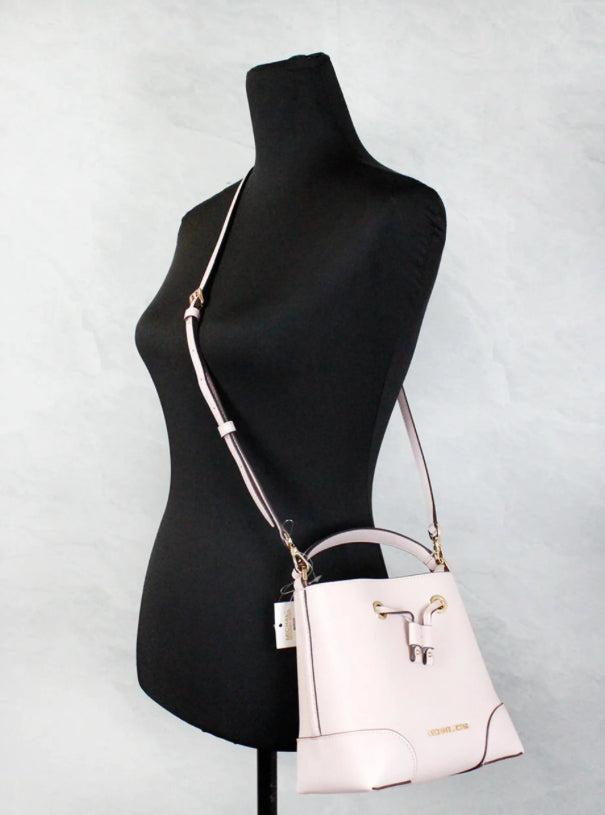 Michael Kors Mercer Small Pink Leather Bucket Crossbody Bag