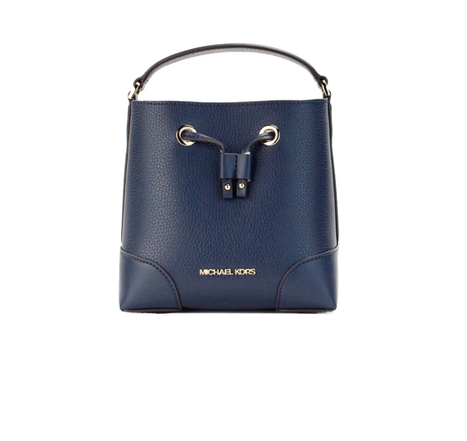 Michael Kors Mercer Small Navy Leather Bucket Crossbody Bag